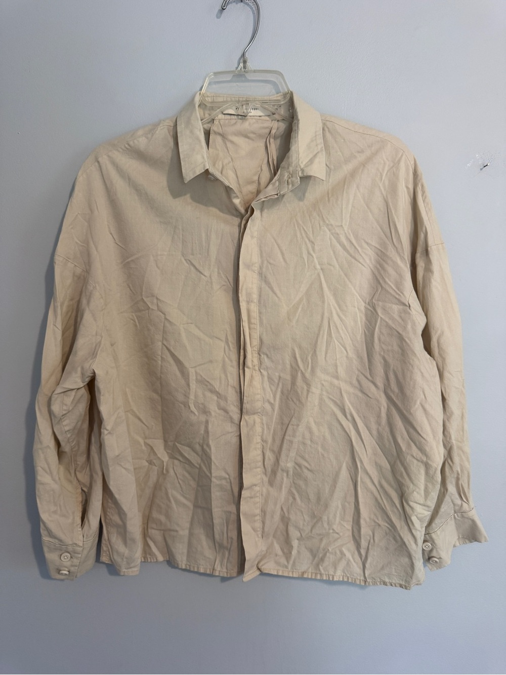 7155 by Szeki Classic Cream Button-Down Dress Shirt - Small
